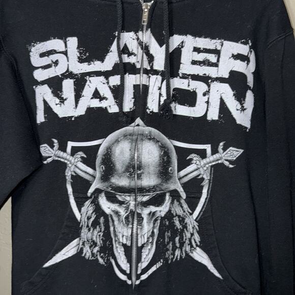 Slayer Nation black skull graphic print zip up hoodie unisex size small - Picture 2 of 5